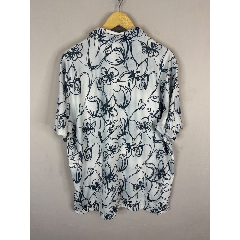 Puma Cloudspun Stems Golf Polo Shirt Mens XL White Teal Floral UPF 40 537457 02 - Picture 2 of 10